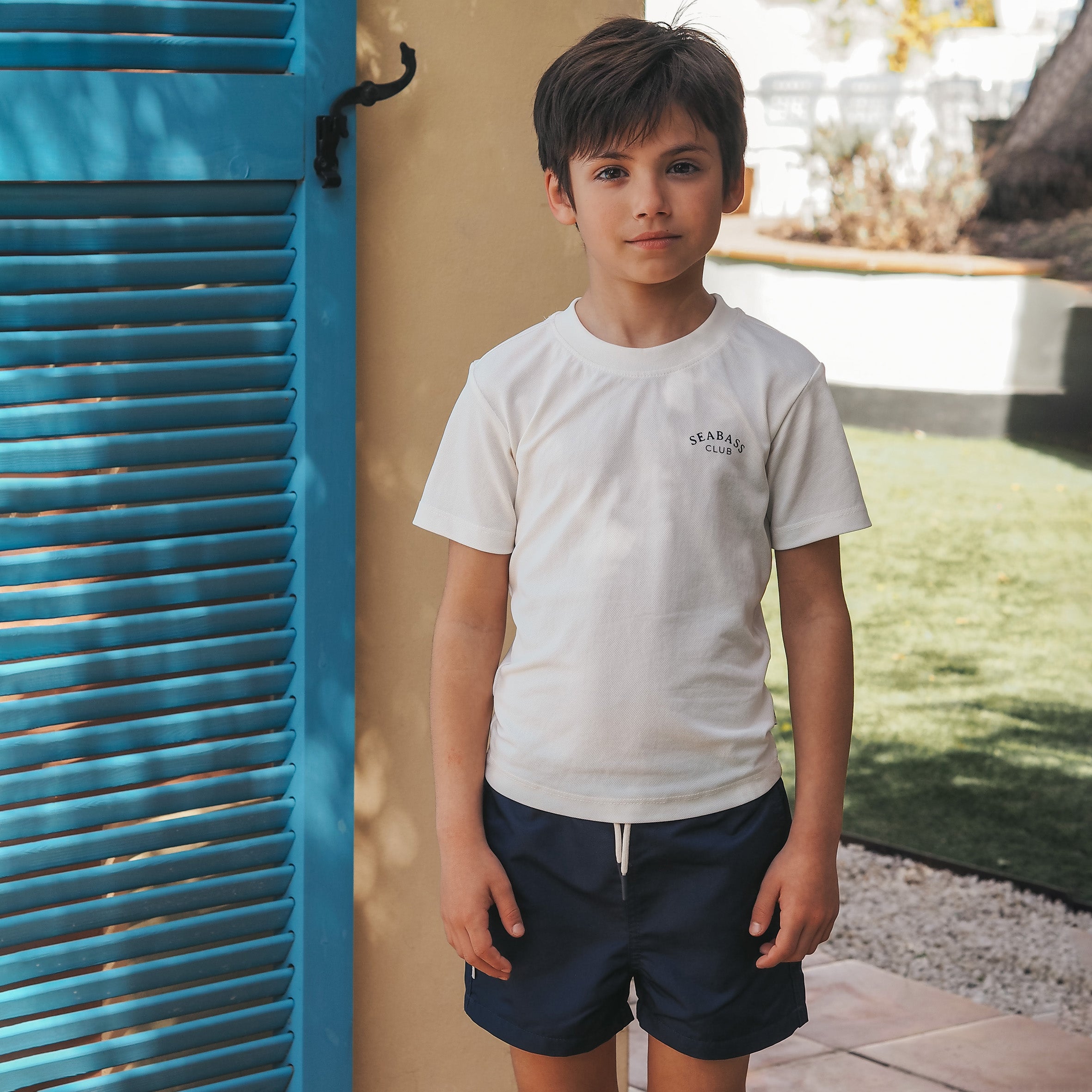 Ensemble de bain anti-UV - Short de bain Navy et T-shirt White (UPF 50+)