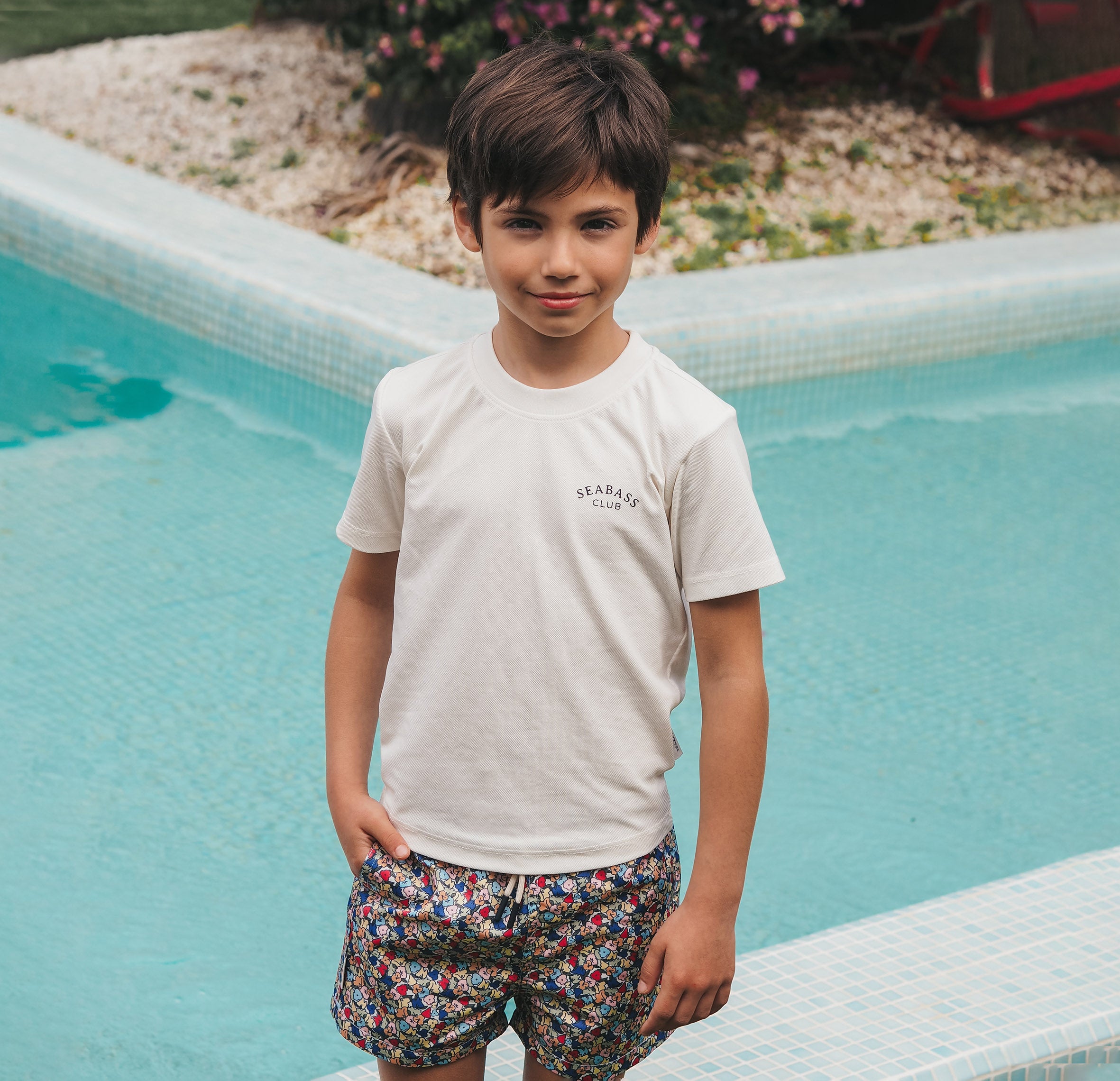 UV Swim Set - Short Valencia and T-Shirt Pearl White (UPF 50+)