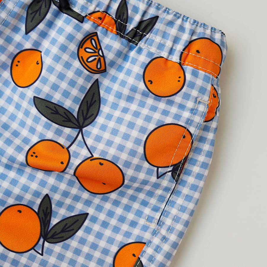 Boy UV Swim Short Corsica - orange blue gingham