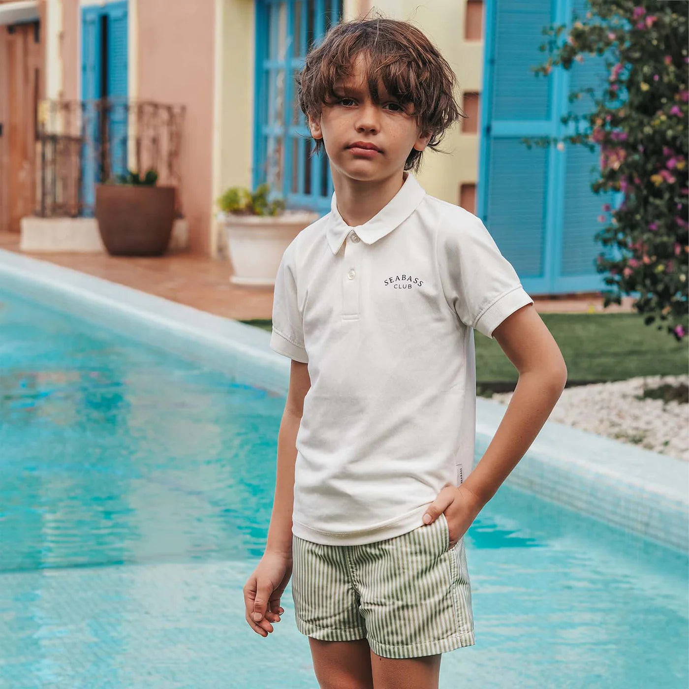 Boy UV Swim Short Portofino - grün gestreift
