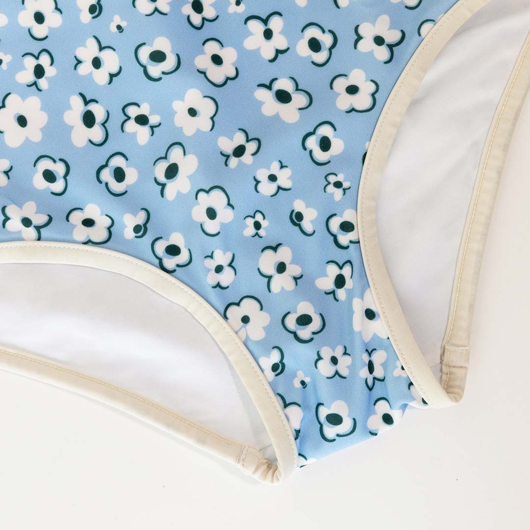 Mädchen UV Badeanzug Ruffle Palma - hellblau Blumen