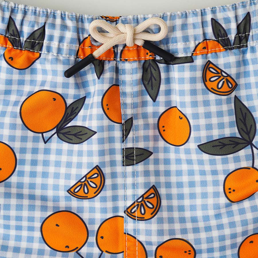 Men UV Swim Short Corsica - orange blau kariert