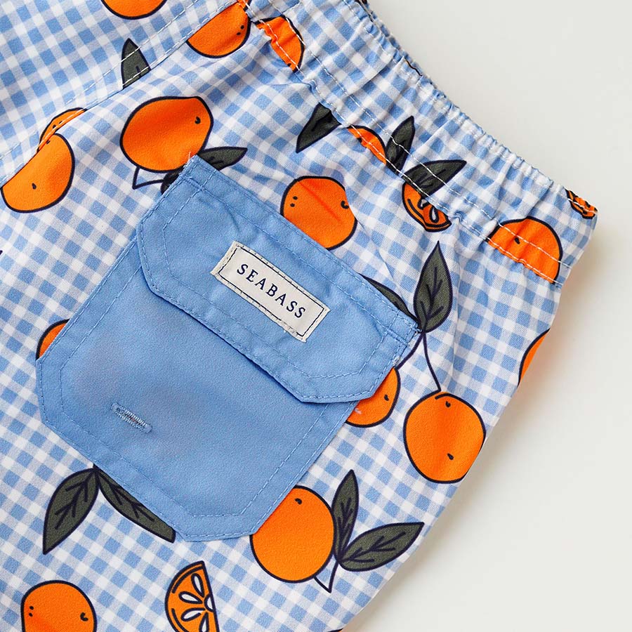Men UV Swim Short Corsica - orange blau kariert