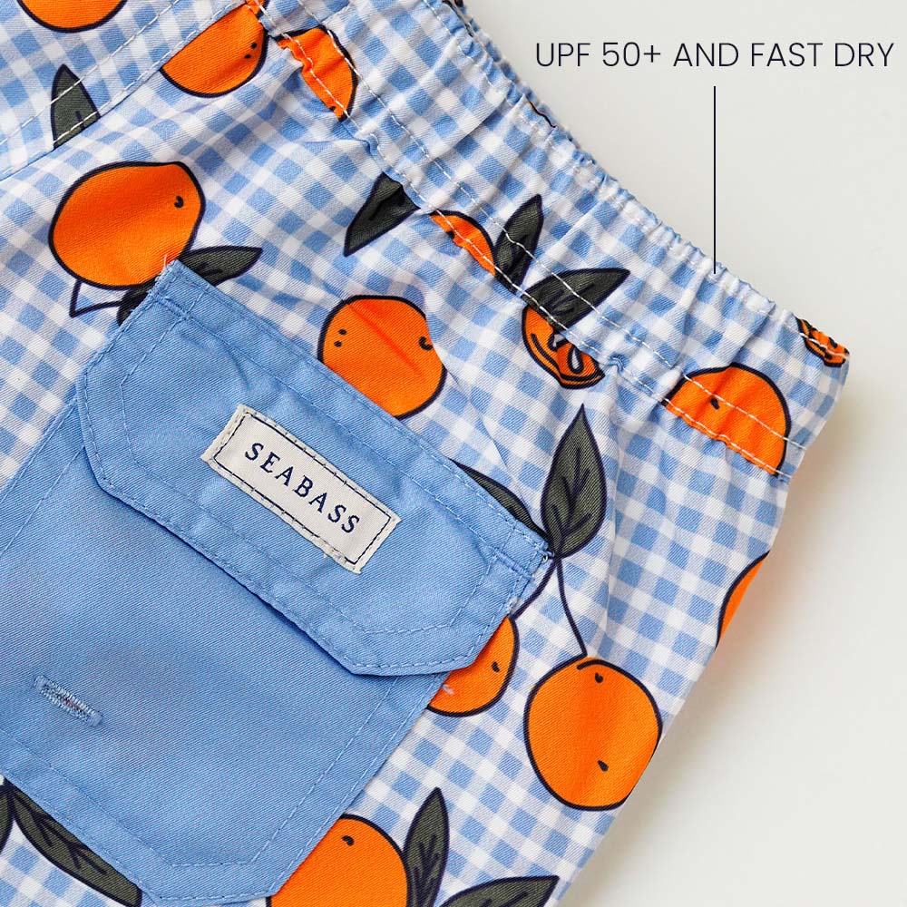Boy UV Swim Short Corsica - orange blau kariert