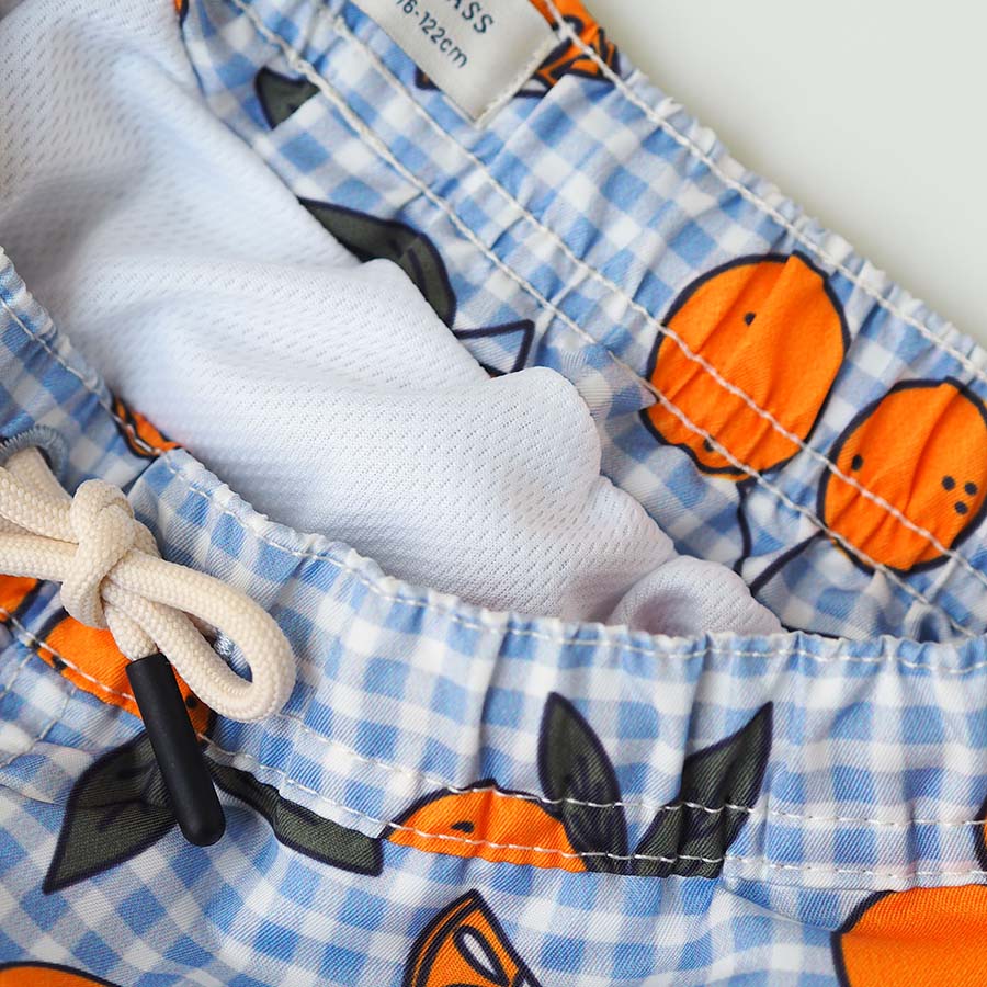 Men UV Swim Short Corsica - orange blau kariert