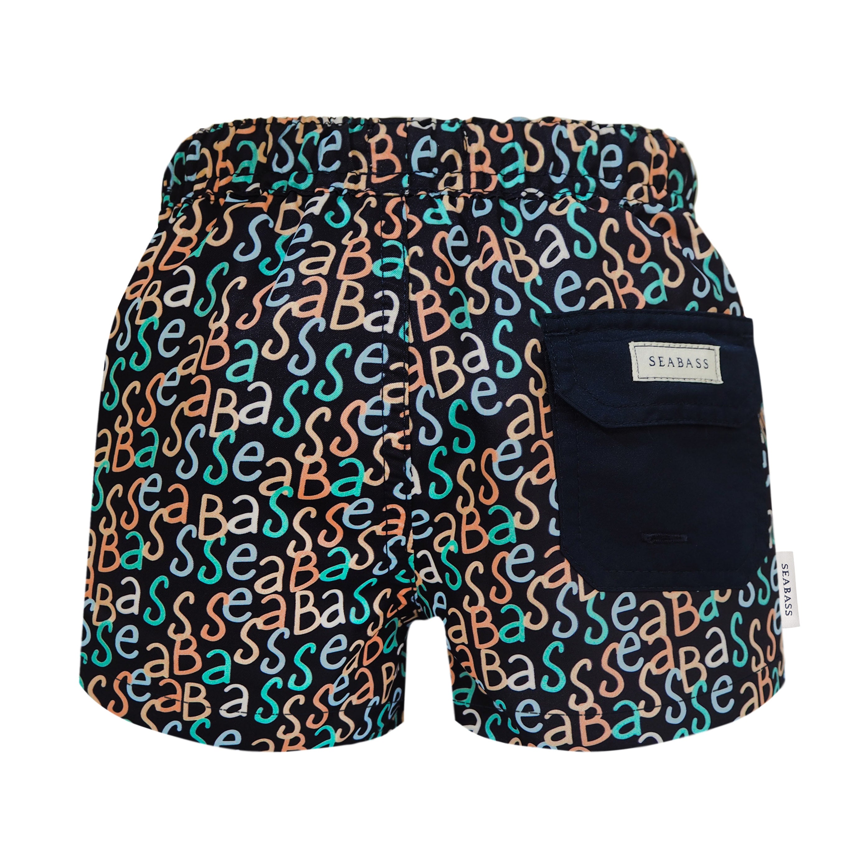Boy UV Swim Short Hollywood - marinefarbener Logodruck