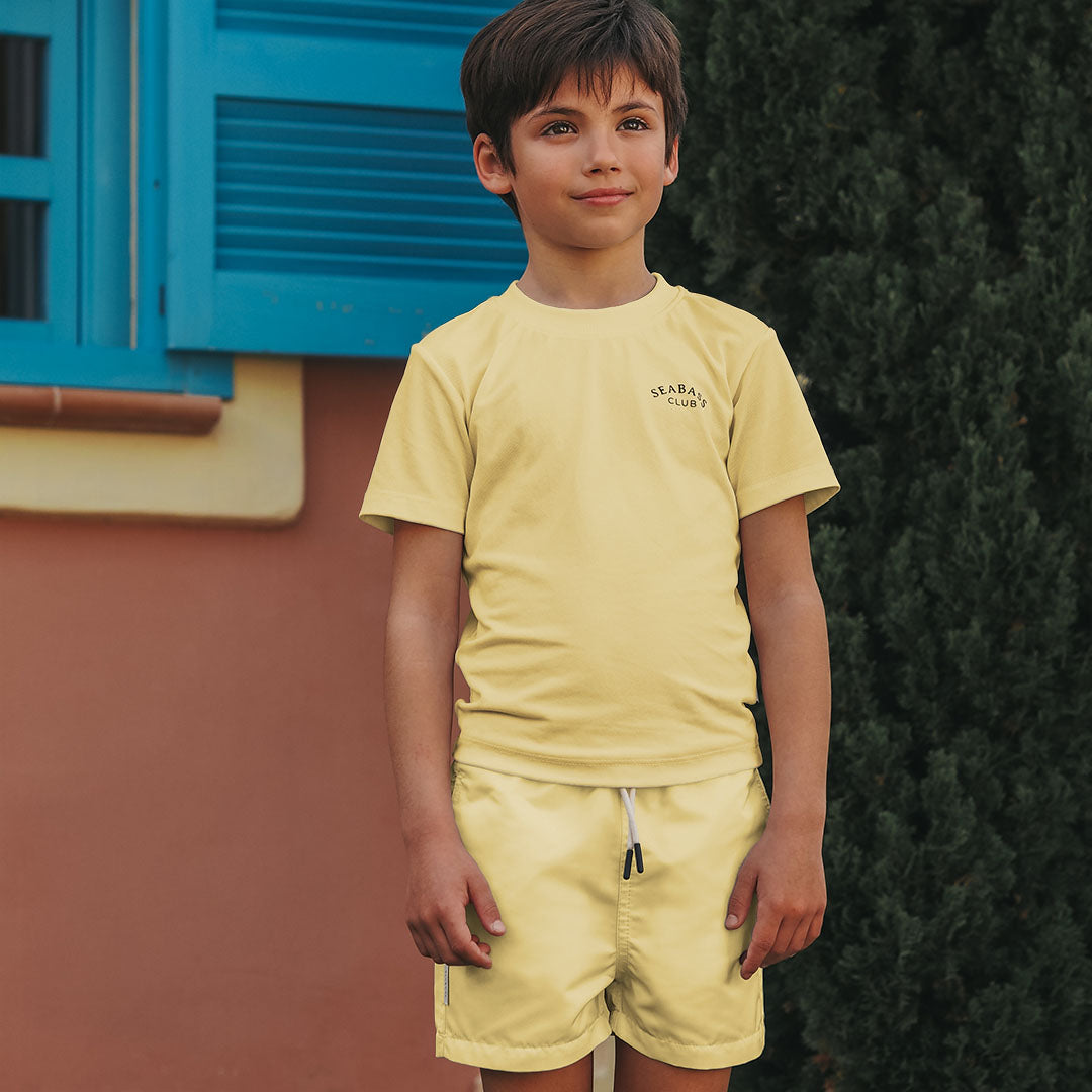 Set aus UV-T-Shirt und Badeshorts - Zitronengelb