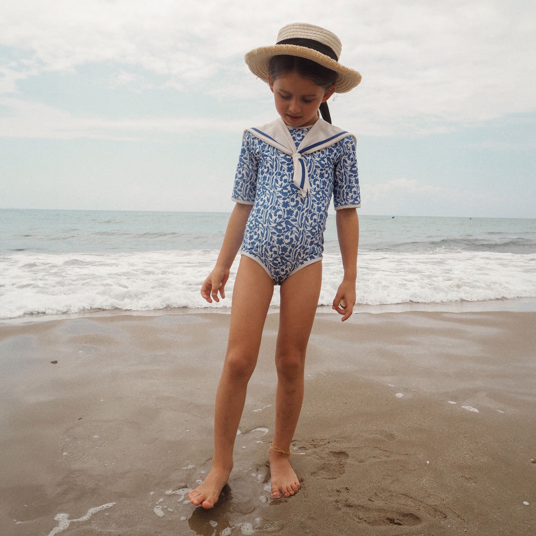 Bañador UV Niña Sailor Positano - azul real