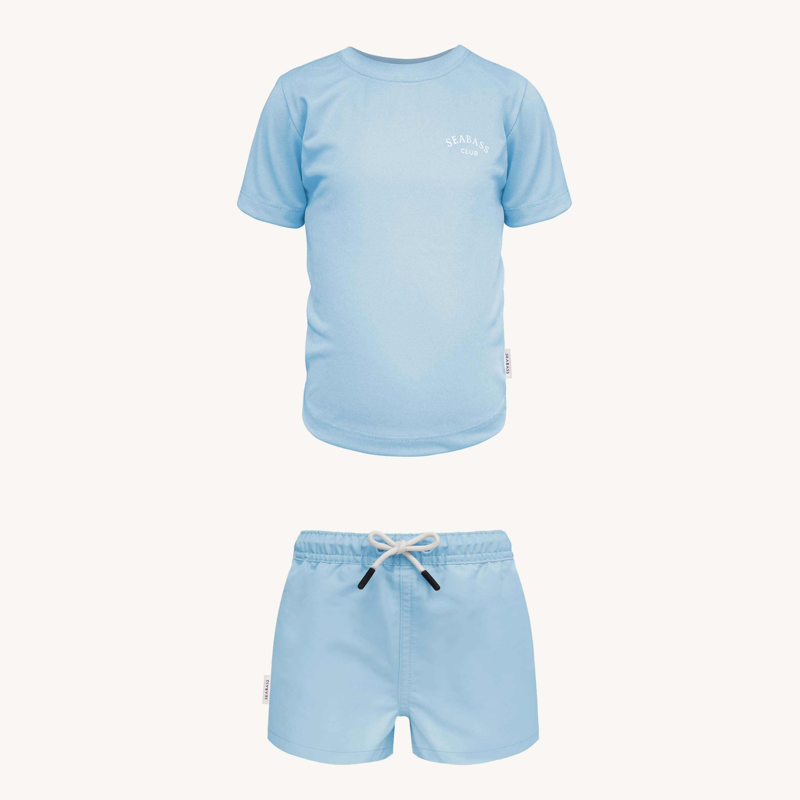 Conjunto de camiseta y bañador cortos UV - Azul Clearwater