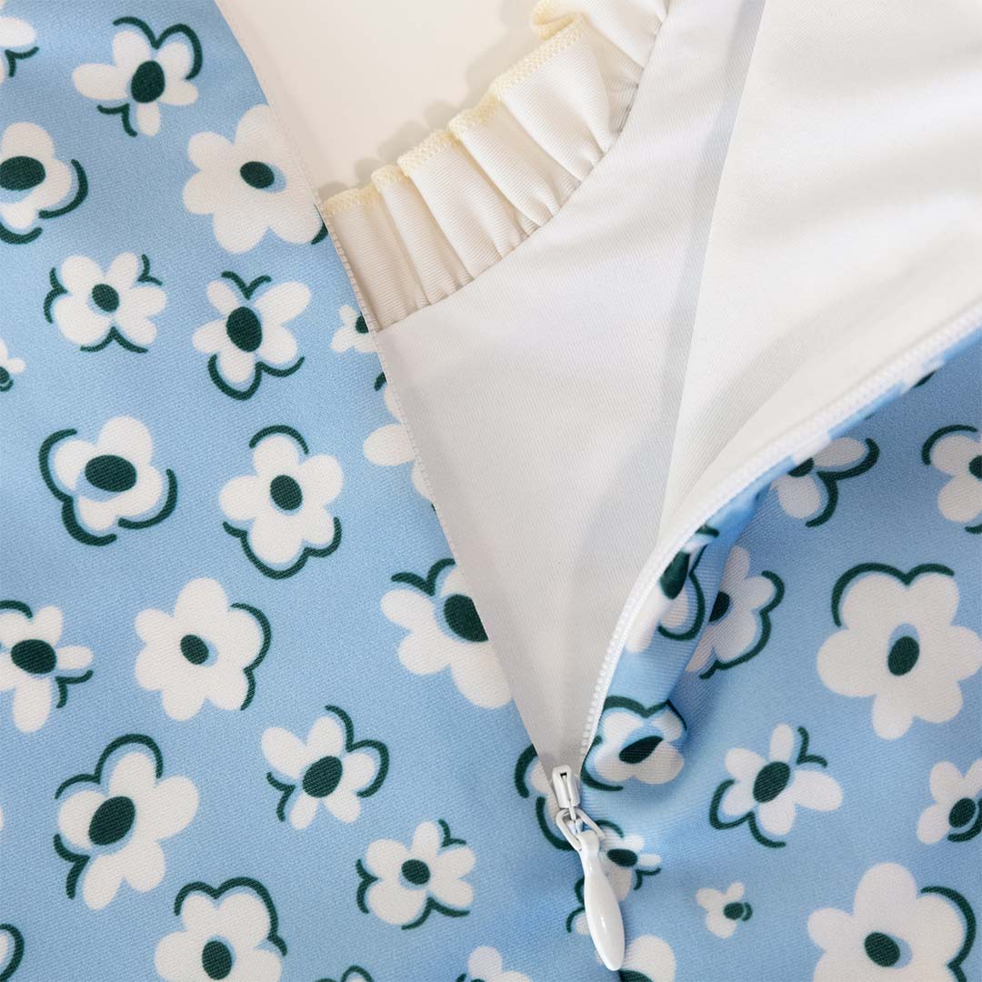 Traje de baño niña UV Ruffle Palma - flores azul claro