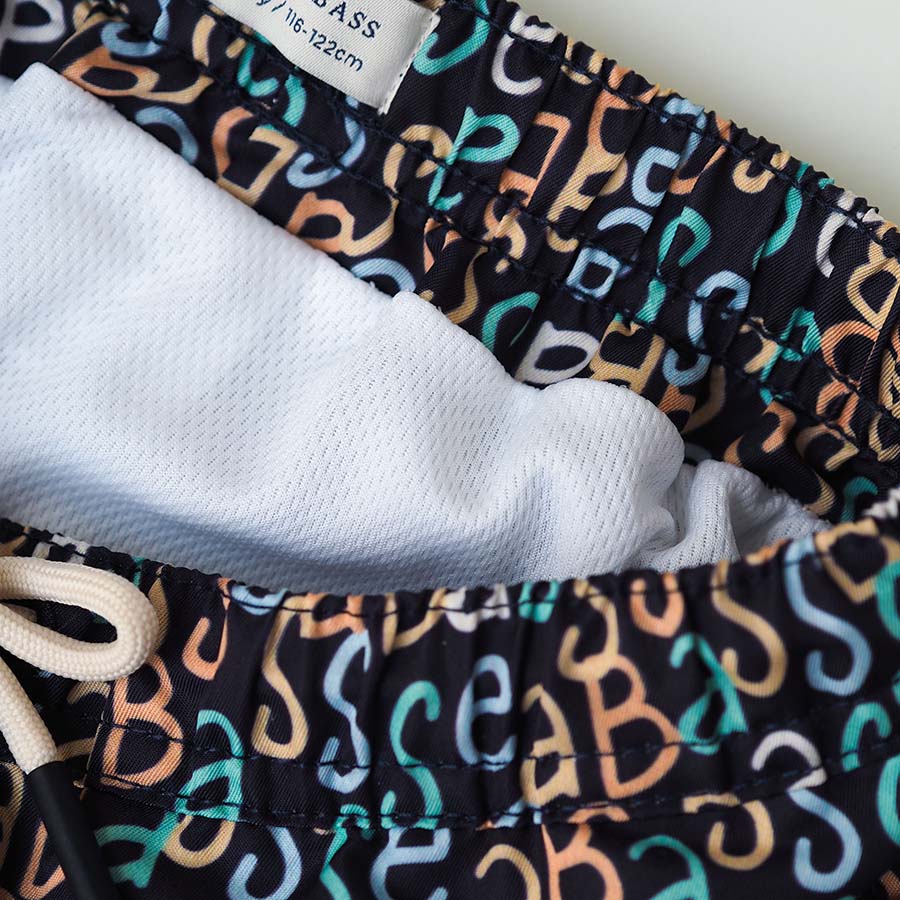 Pantalones cortos de baño para hombre UV Hollywood - estampado de logotipos en azul marino