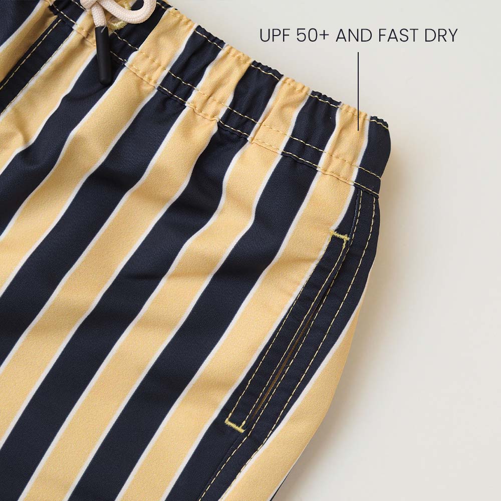 Traje de baño niño UV Sorrento - rayas amarillo marino