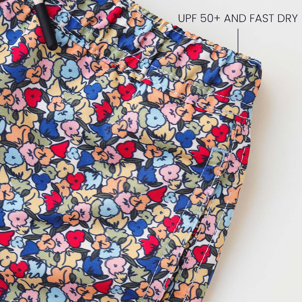 Traje de baño corto Valencia - flores multicolor