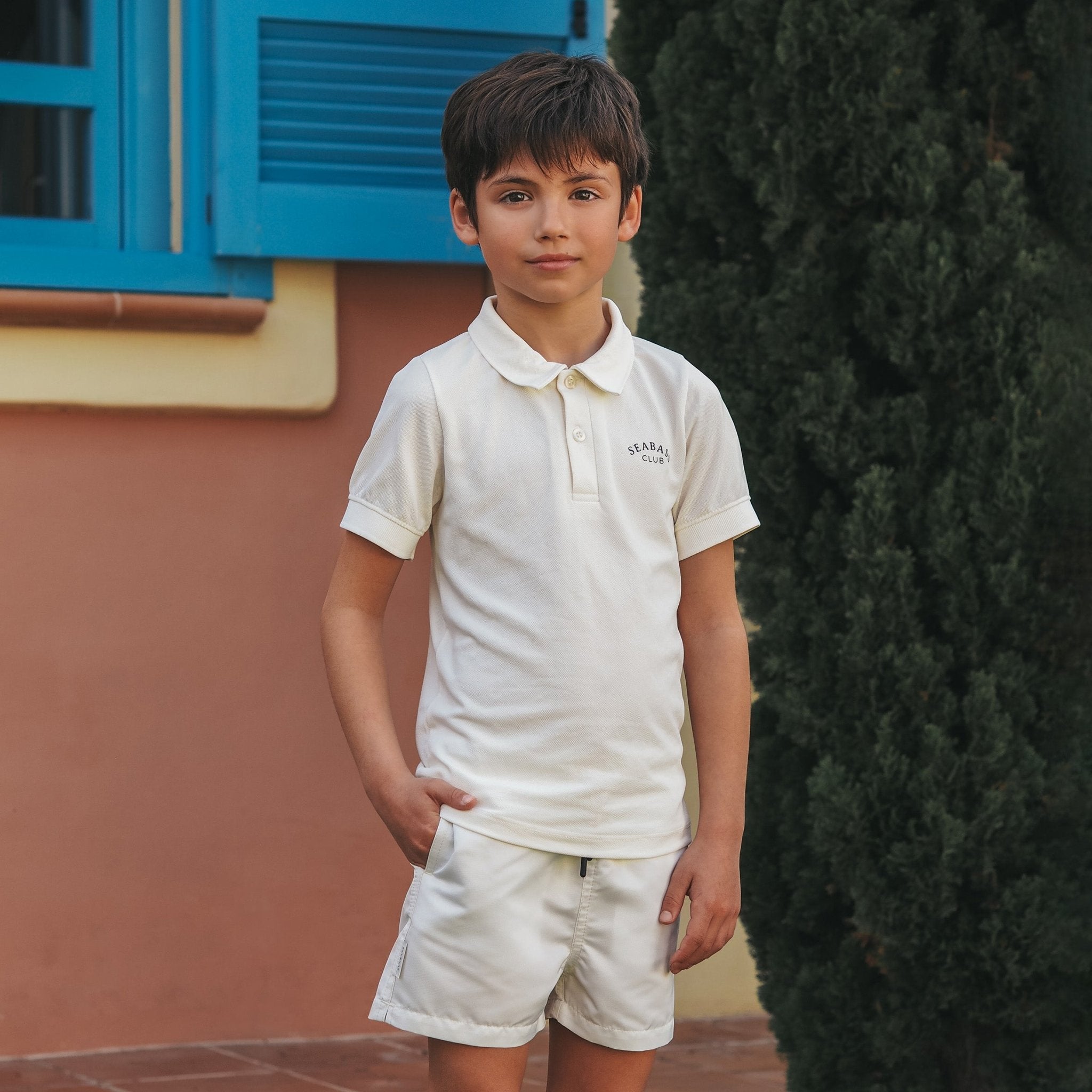 UV Zwemset - Short en Polo Parelwit (UPF 50+) - SEABASS officieel