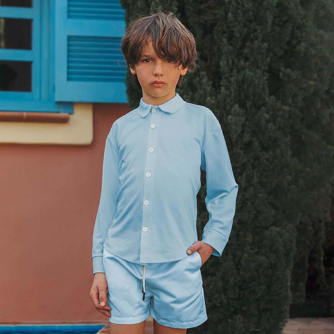 Jongens Overhemd met UV-bescherming - lichtblauw