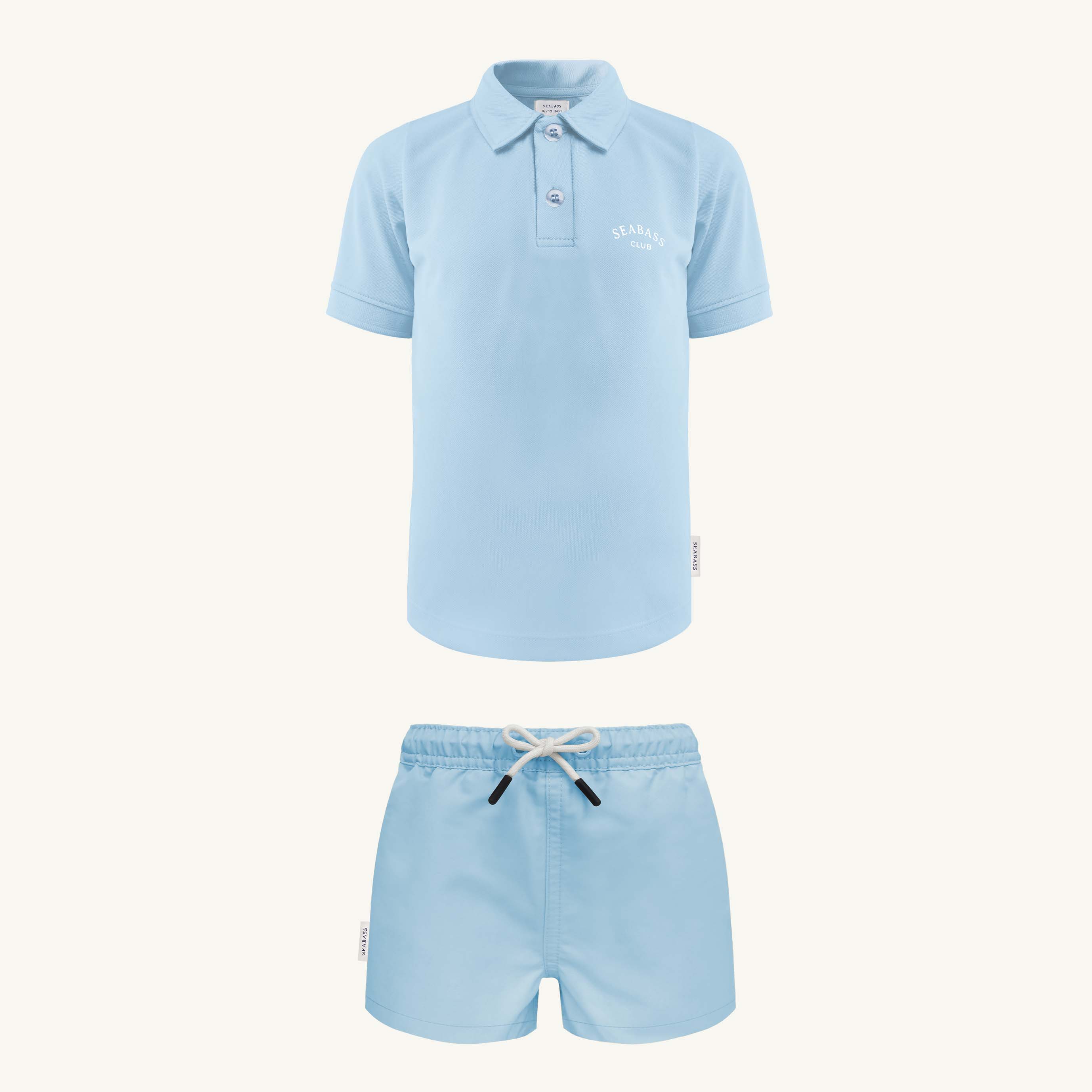 UV Swim Set Short and Polo Clearwater Blue