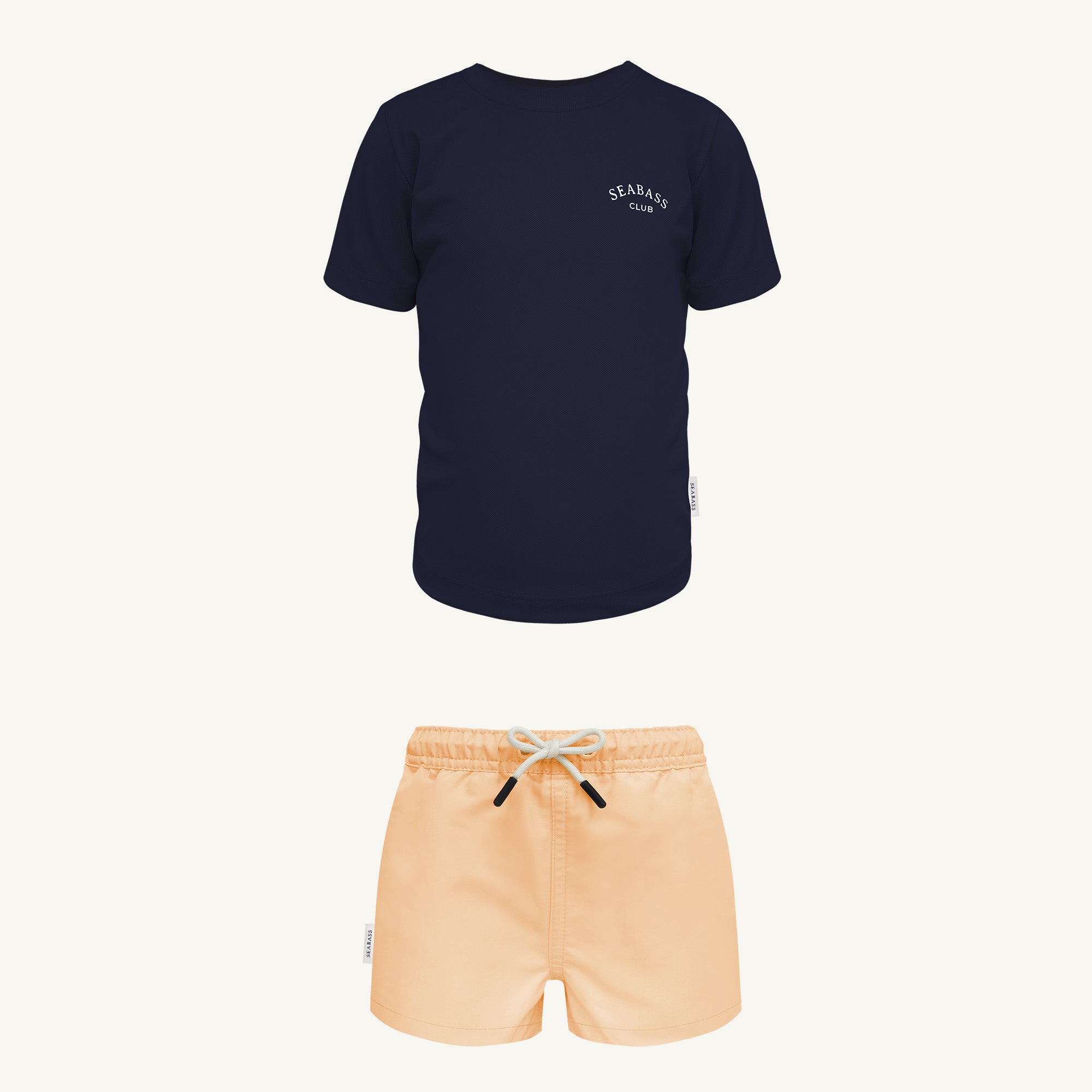 UV Zwem Set - Zwembroek Cantaloupe en T-Shirt Marineblauw