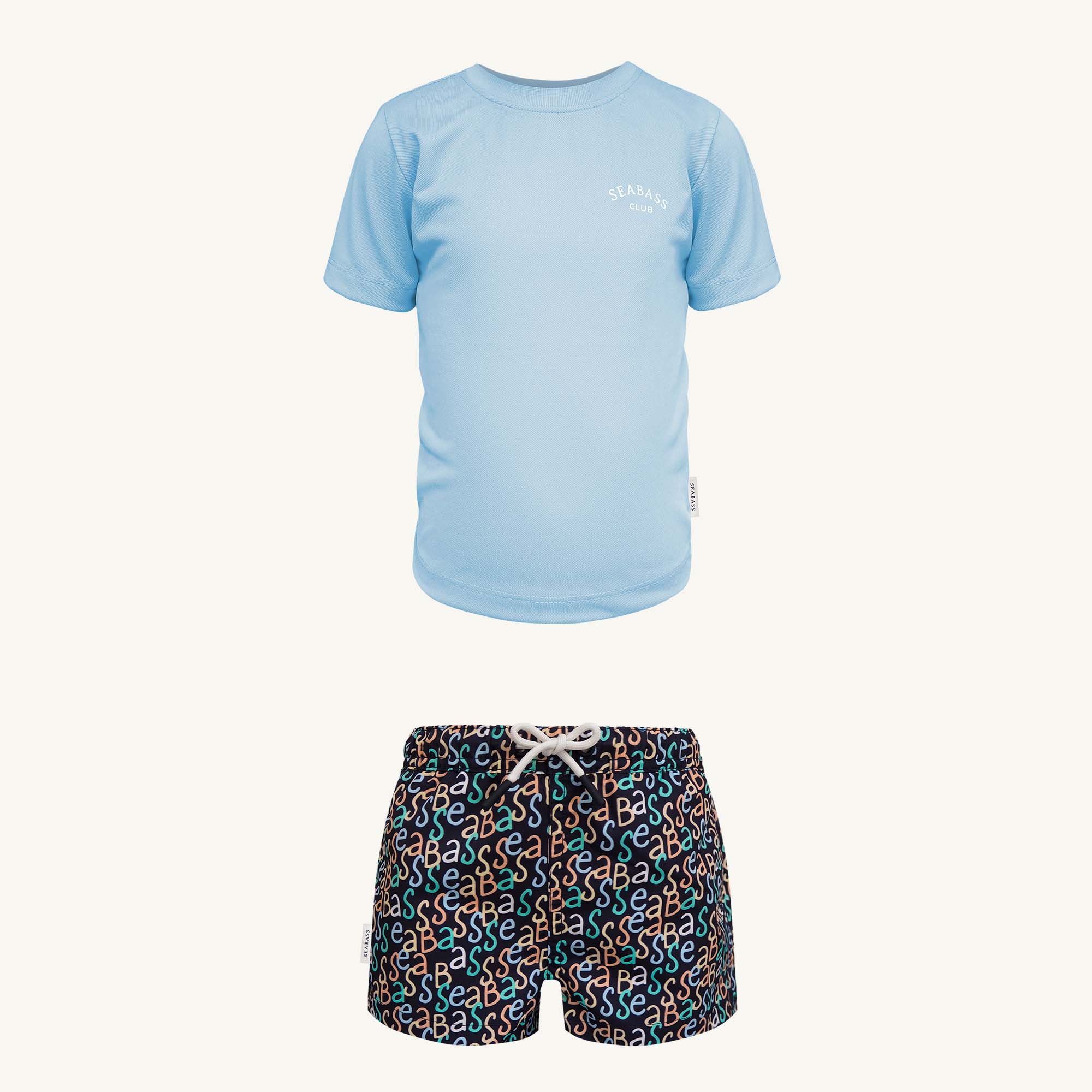 UV Schwimmset - Badeshort Hollywood und T-Shirt Hellblau