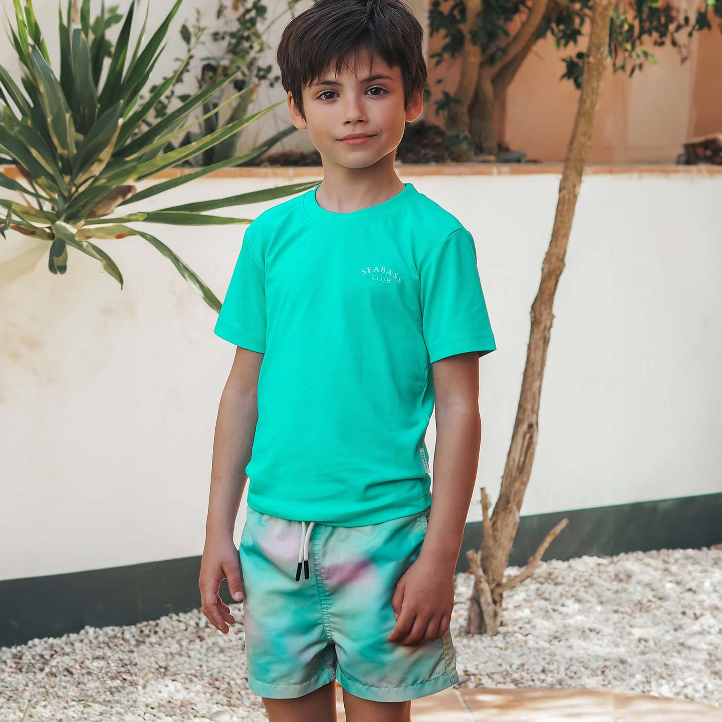 Conjunto de bañador UV - Bañador corto Ibiza y Camiseta Neo Mint (UPF 50+)