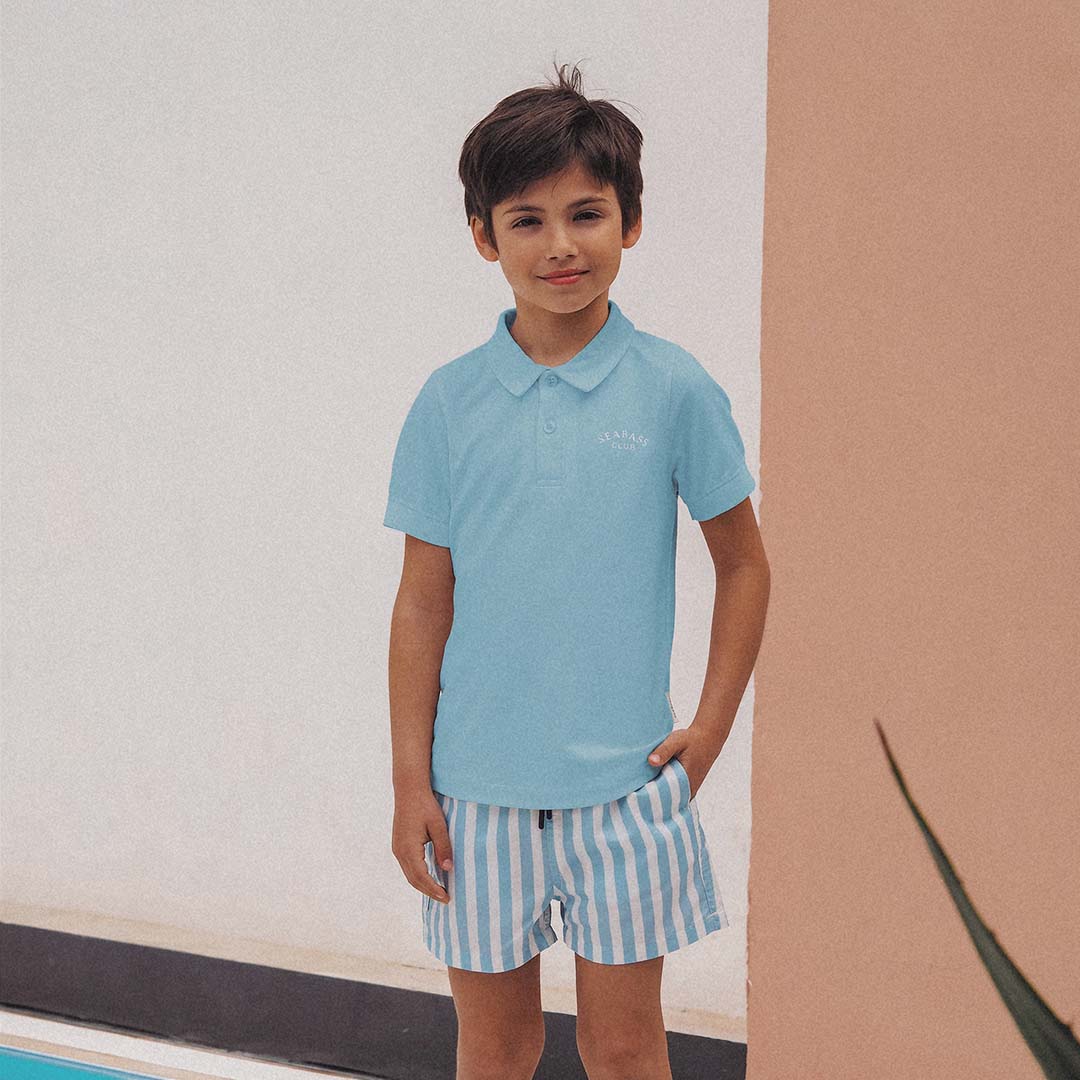 Boy UV Polo Shirt Clearwater Blue