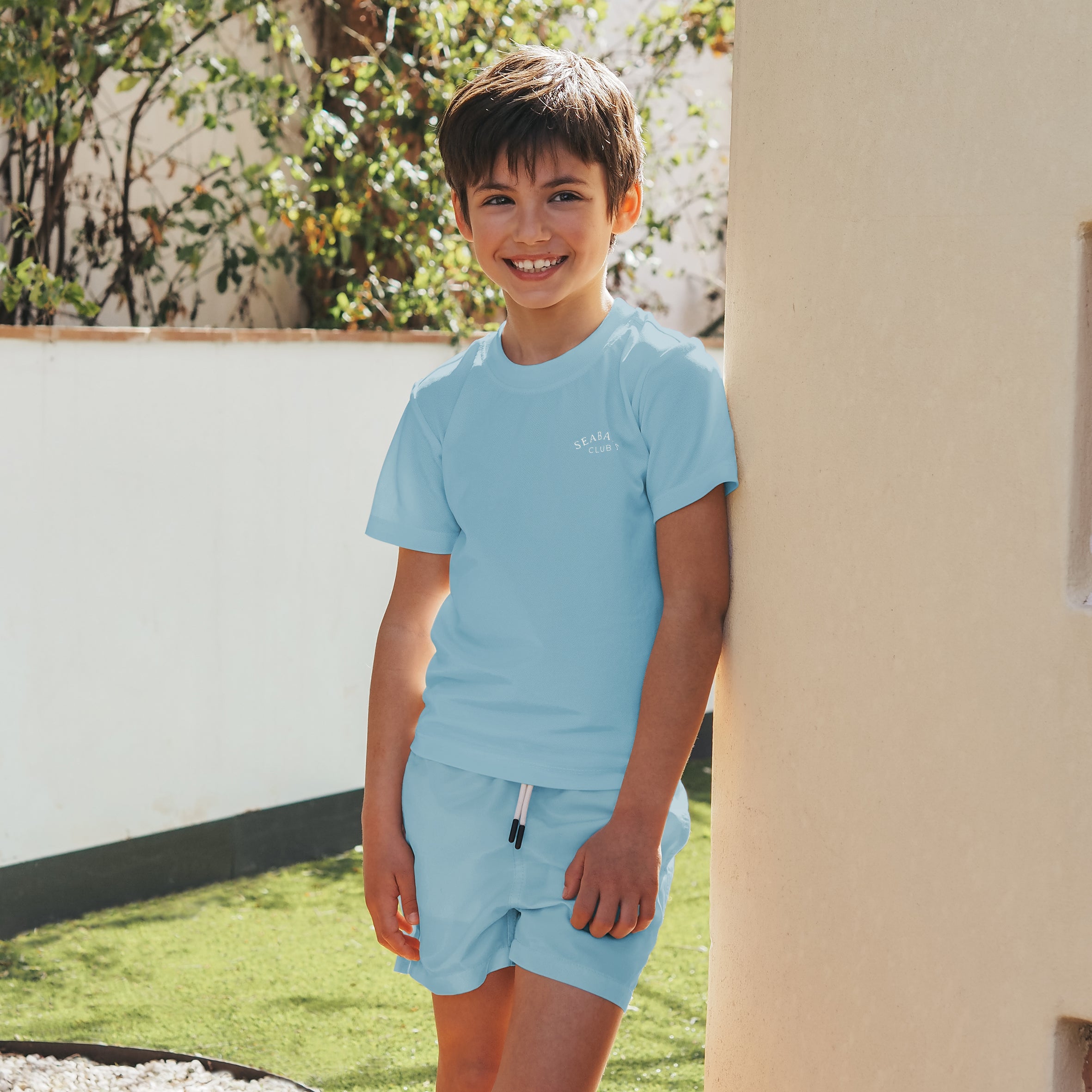 UV Schwimmset - Badeshort und T-Shirt Hellblau