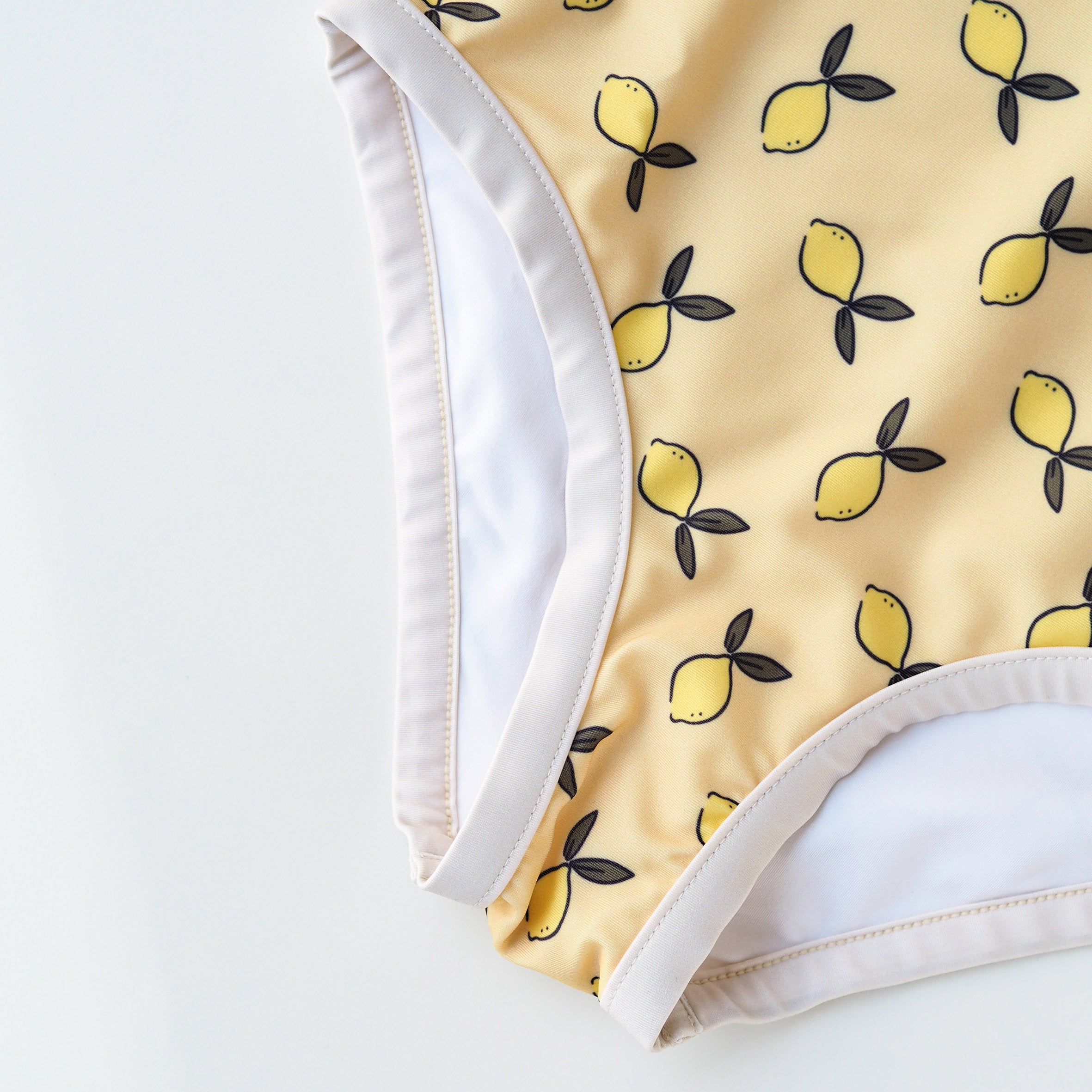 Girl UV Swimsuit Ruffle Capri - lemons