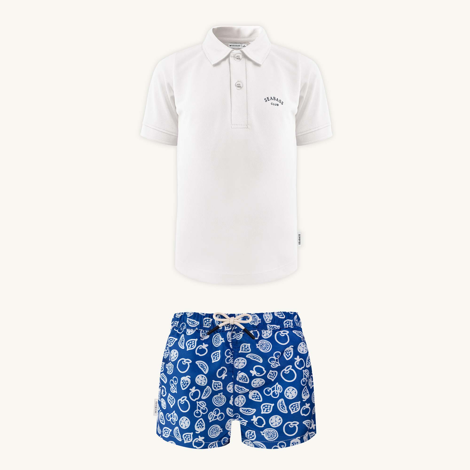 UV Schwimmset - Badeshort Formentera und Polo Pearl White