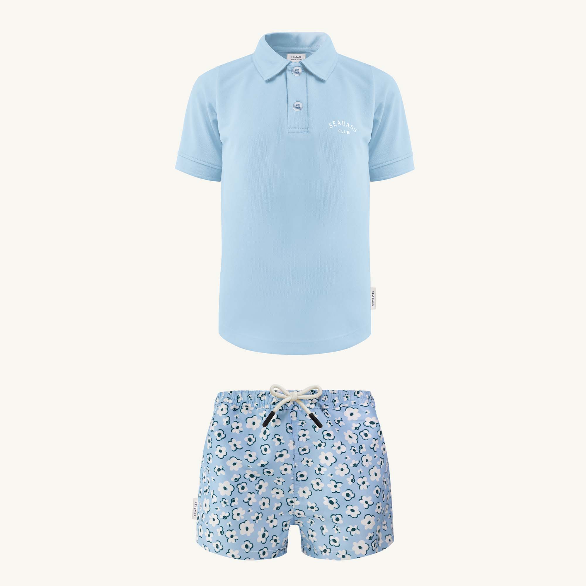 UV Swim Short Palma + UV Polo Shirt Clearwater Blue