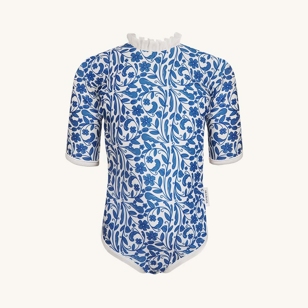 Girl UV Swimsuit Ruffle Positano - royal blue