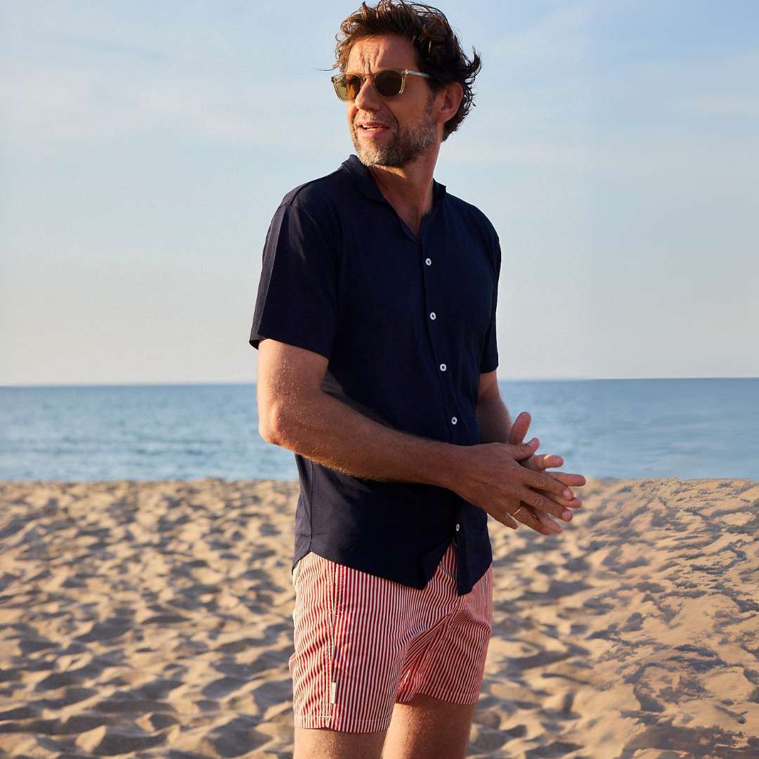 Men UV Swim Short Venice - rot gestreift