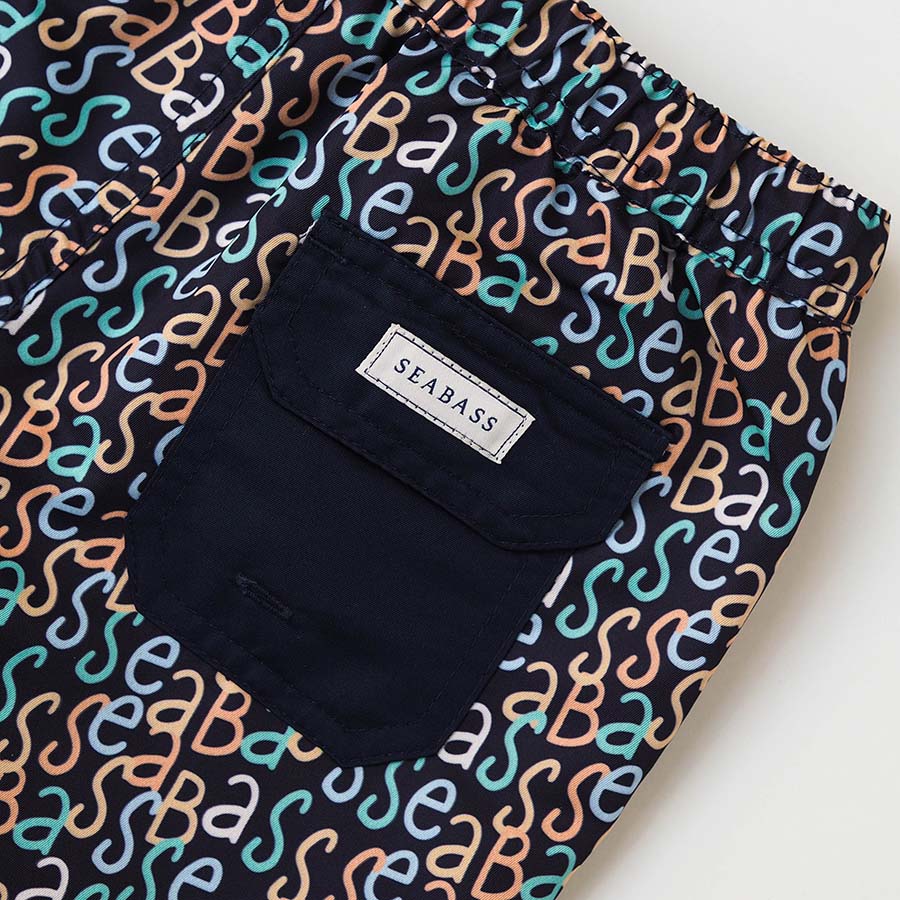 Herren UV Swim Short Hollywood - navy Logoprint
