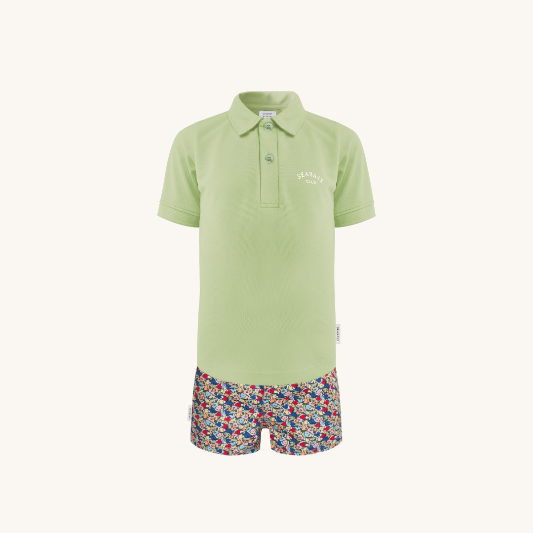 Set aus UV-Poloshirt und Badeshorts - Valencia Grün