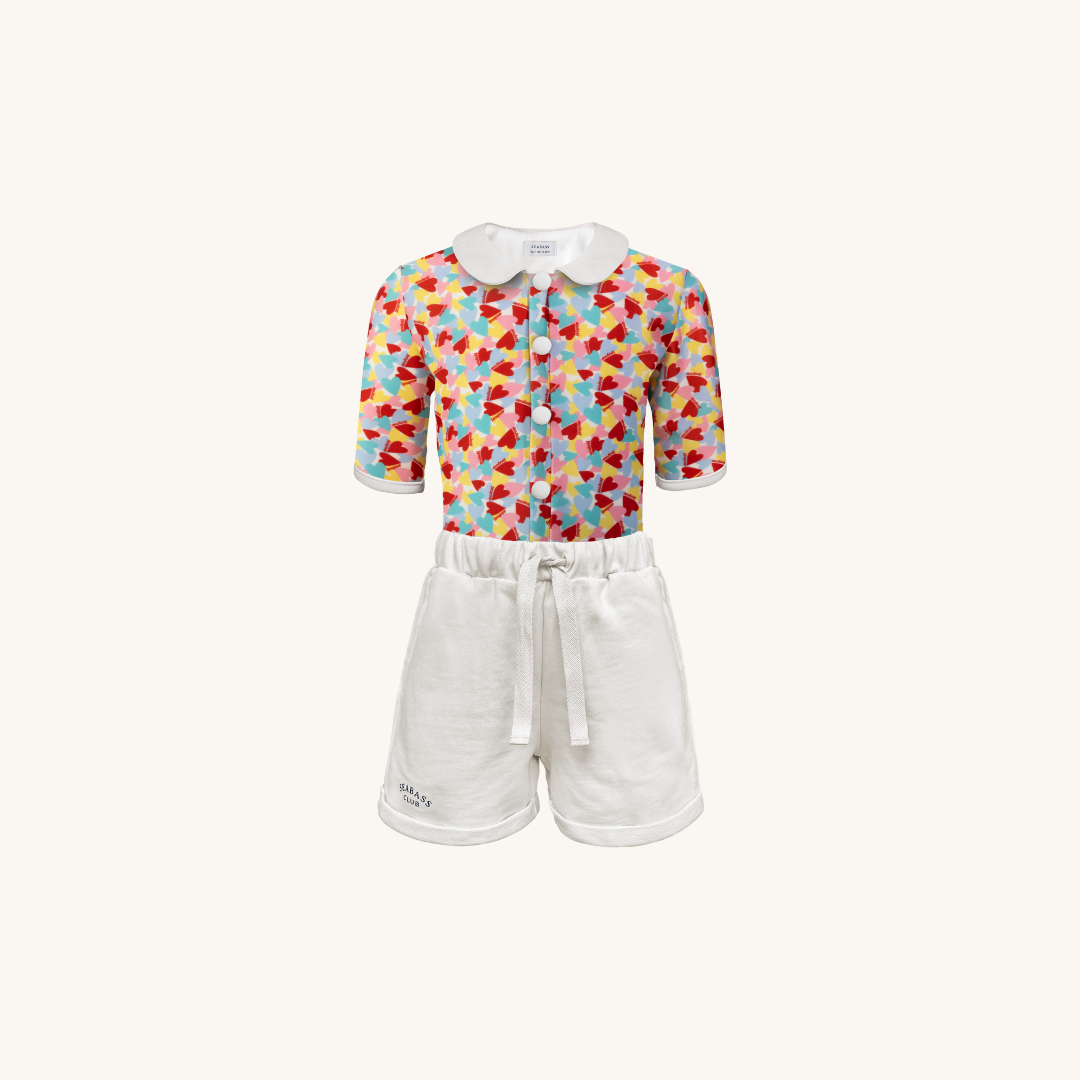 Set aus UV-Badeanzug und Bermudashorts - Paris Beige