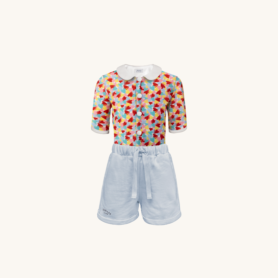Set aus UV-Badeanzug und Bermudashorts - Paris Blau