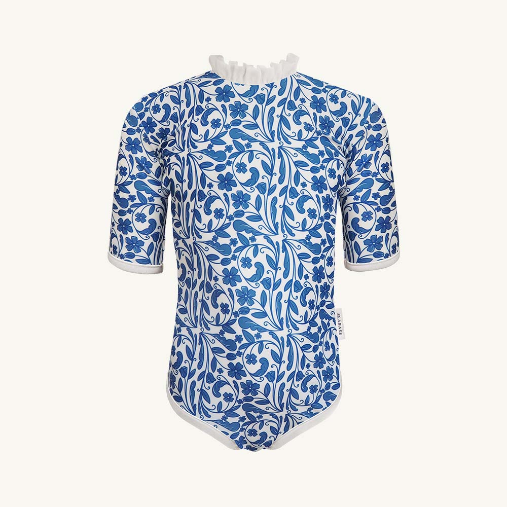 Mädchen UV-Badeanzug Ruffle Positano - königsblau