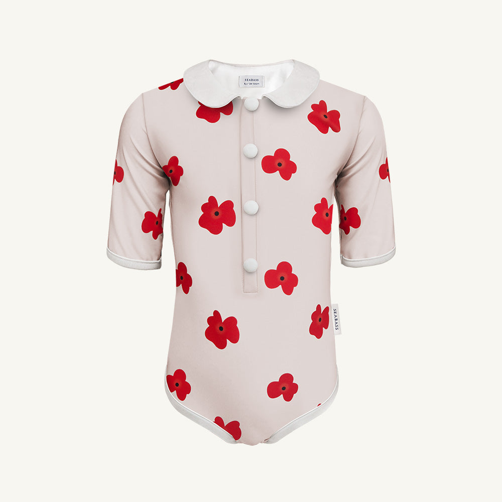 Mädchen UV-Badeanzug Coco Siena - rote Blumen