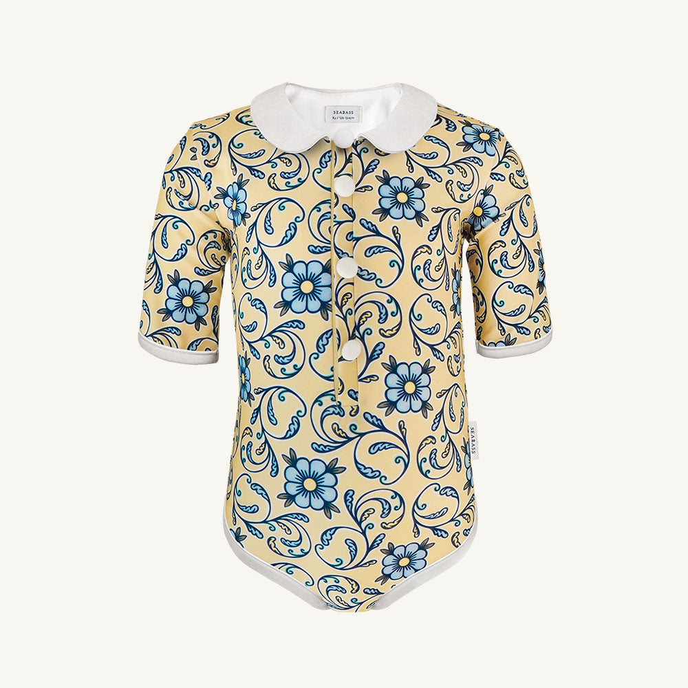 Mädchen UV-Badeanzug Coco Taormina - gelb blau Blumen