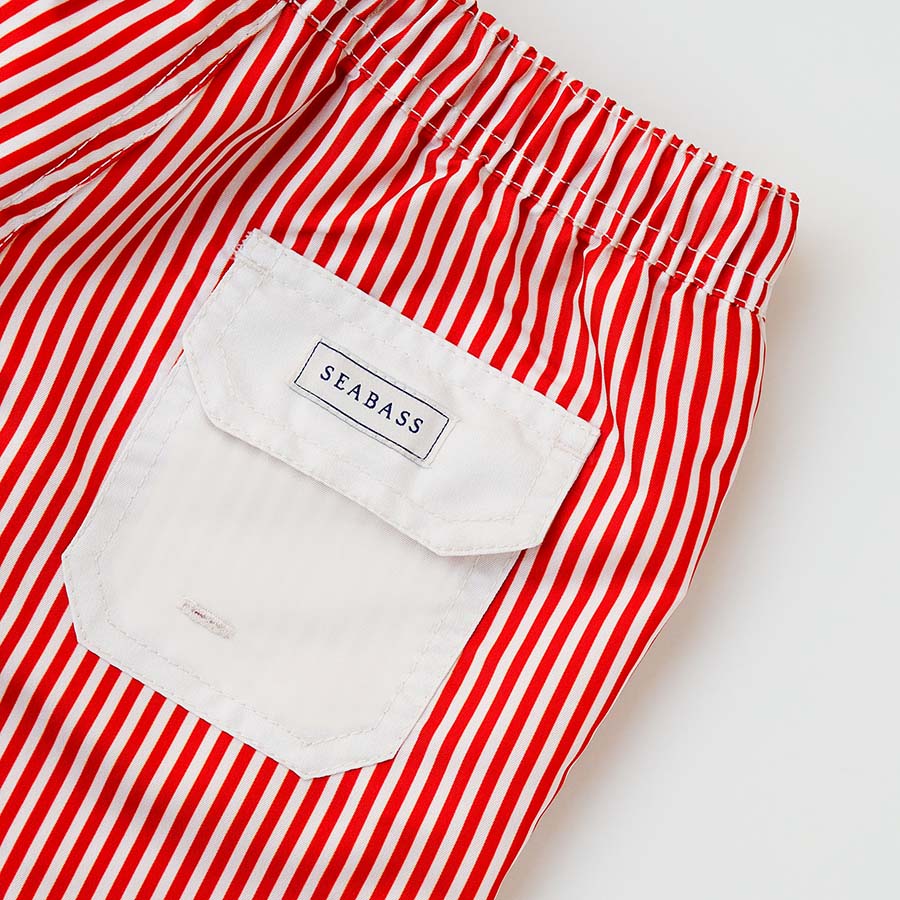 Pantalón corto de baño UV niño Venecia - rayas rojas