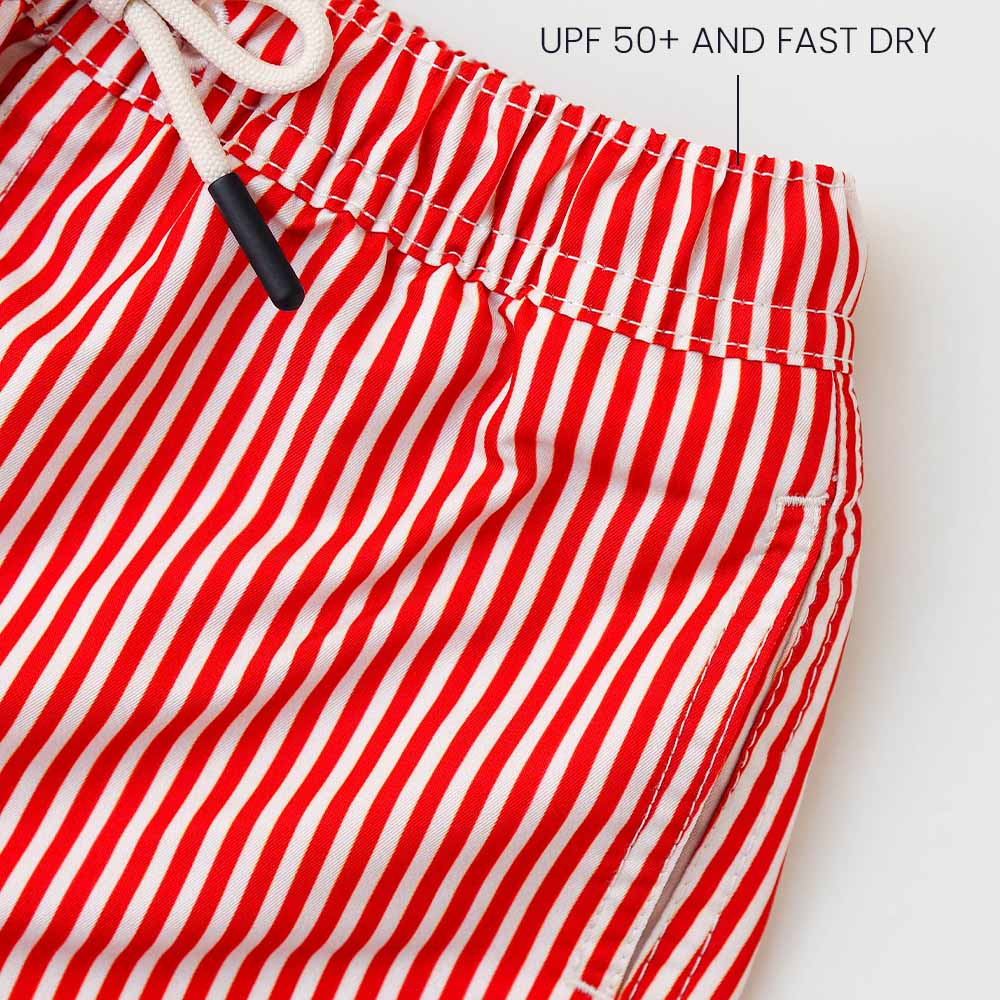 Pantalón corto de baño UV niño Venecia - rayas rojas