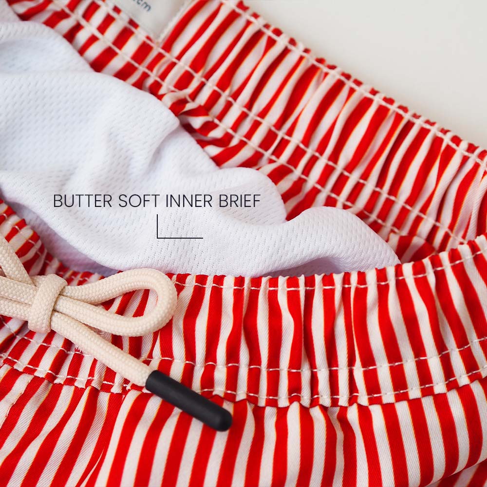 Pantalón corto de baño UV niño Venecia - rayas rojas