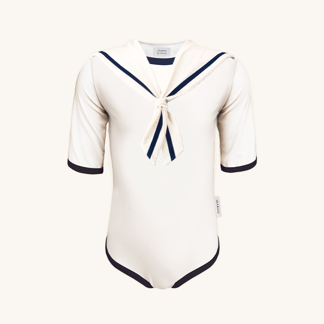 UV meisjesbadpak Sailor Nice - marine wit