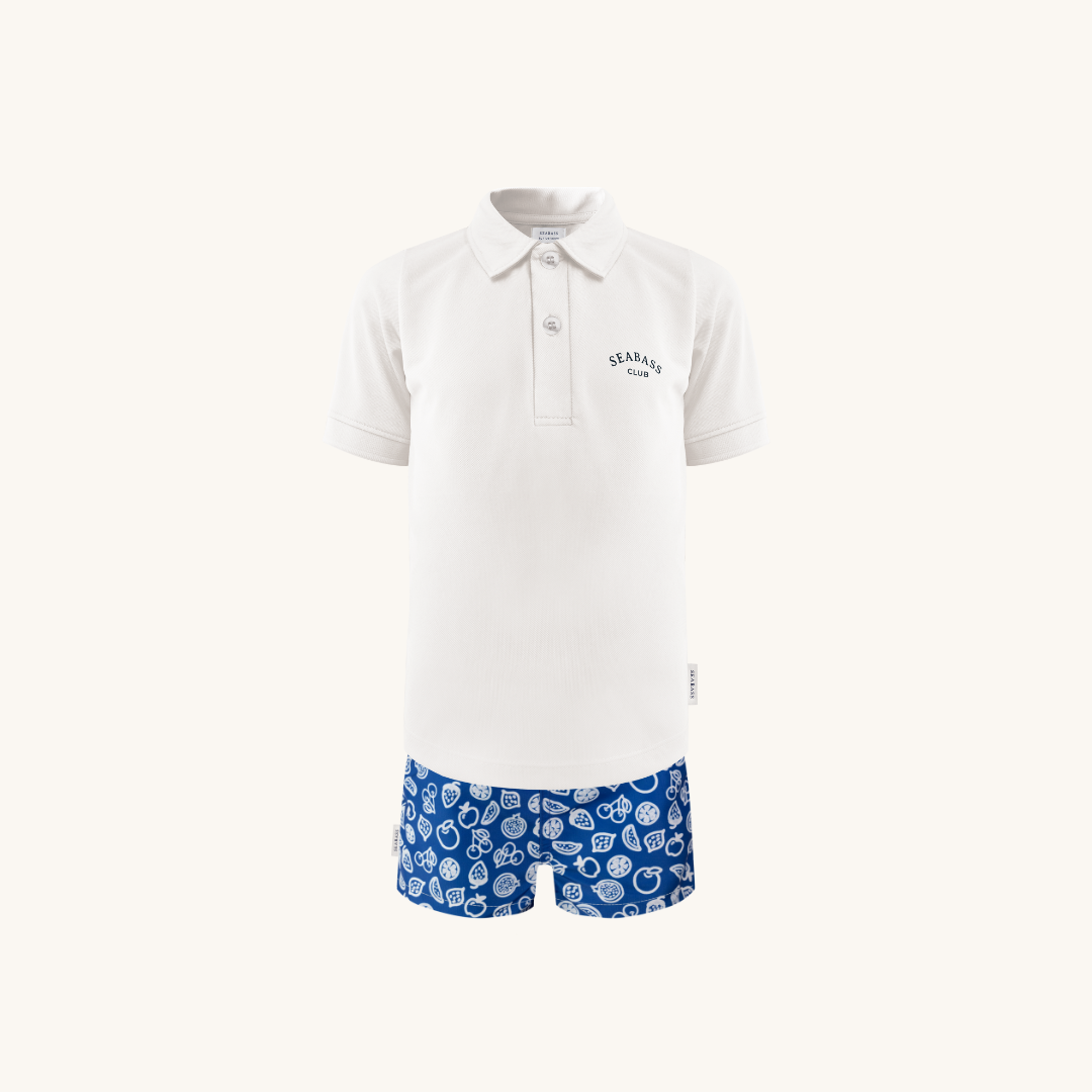 Set van UV Poloshirt en Zwemshort - Formentera White