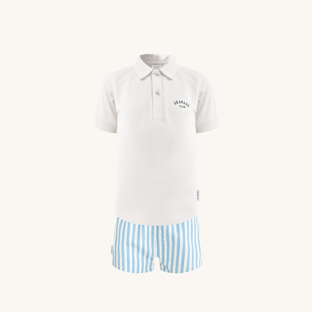Set van UV Poloshirt en Zwemshort - Forte White