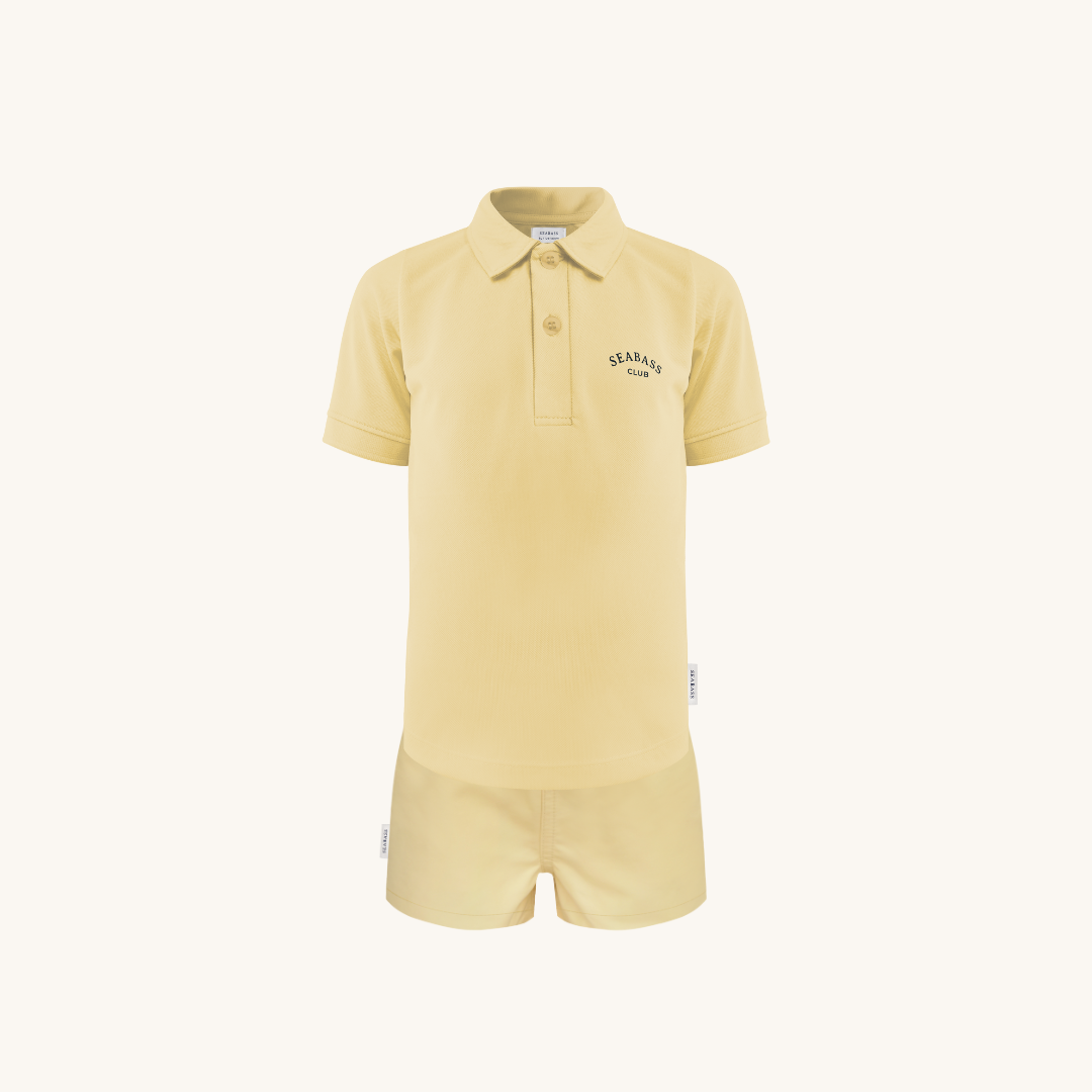 Set van UV Poloshirt en Zwemshort - Citroengeel