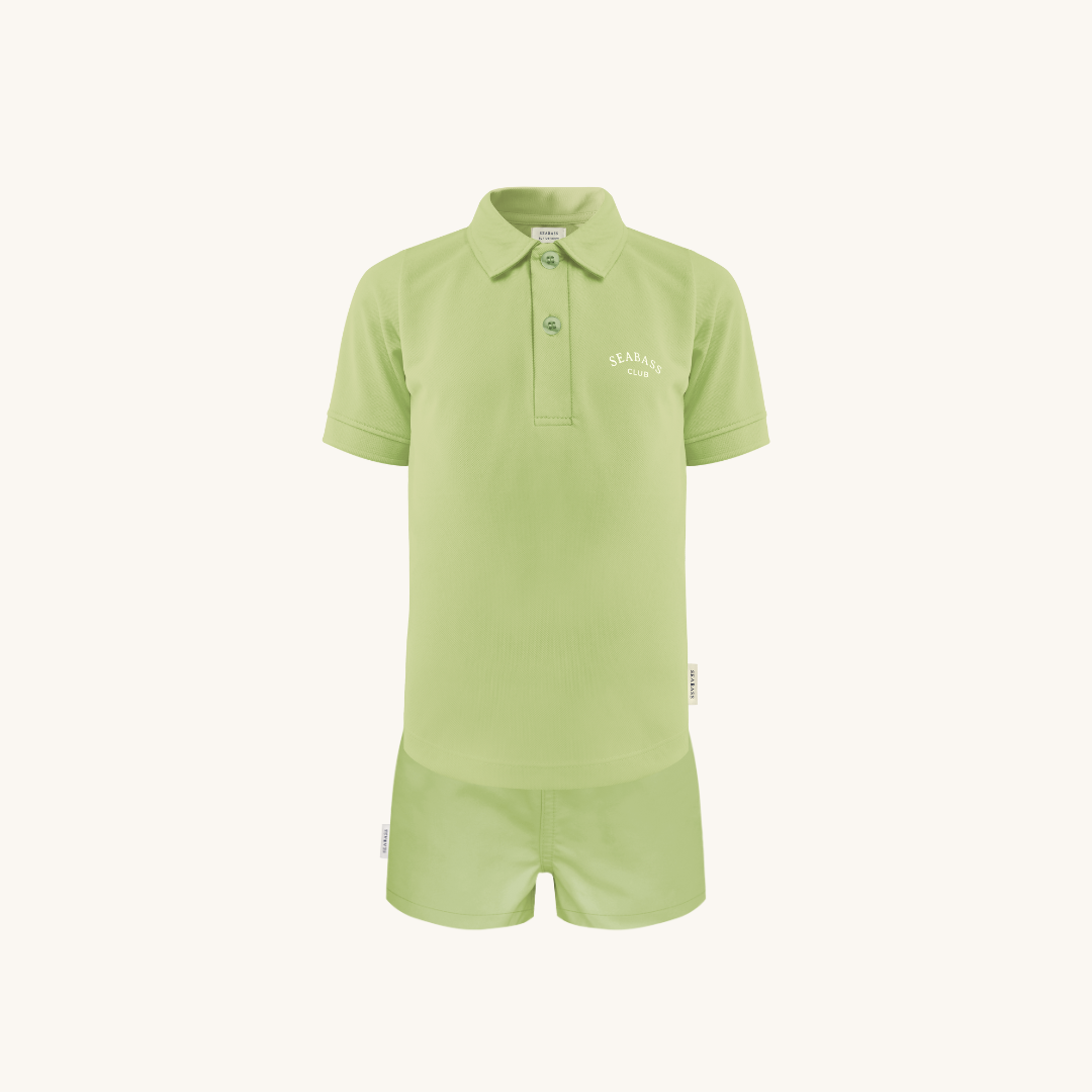 Set van UV Poloshirt en Zwemshort - Pistache Groen