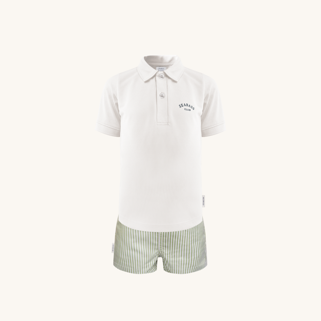 Set van UV Poloshirt en Zwemshort - Portofino White