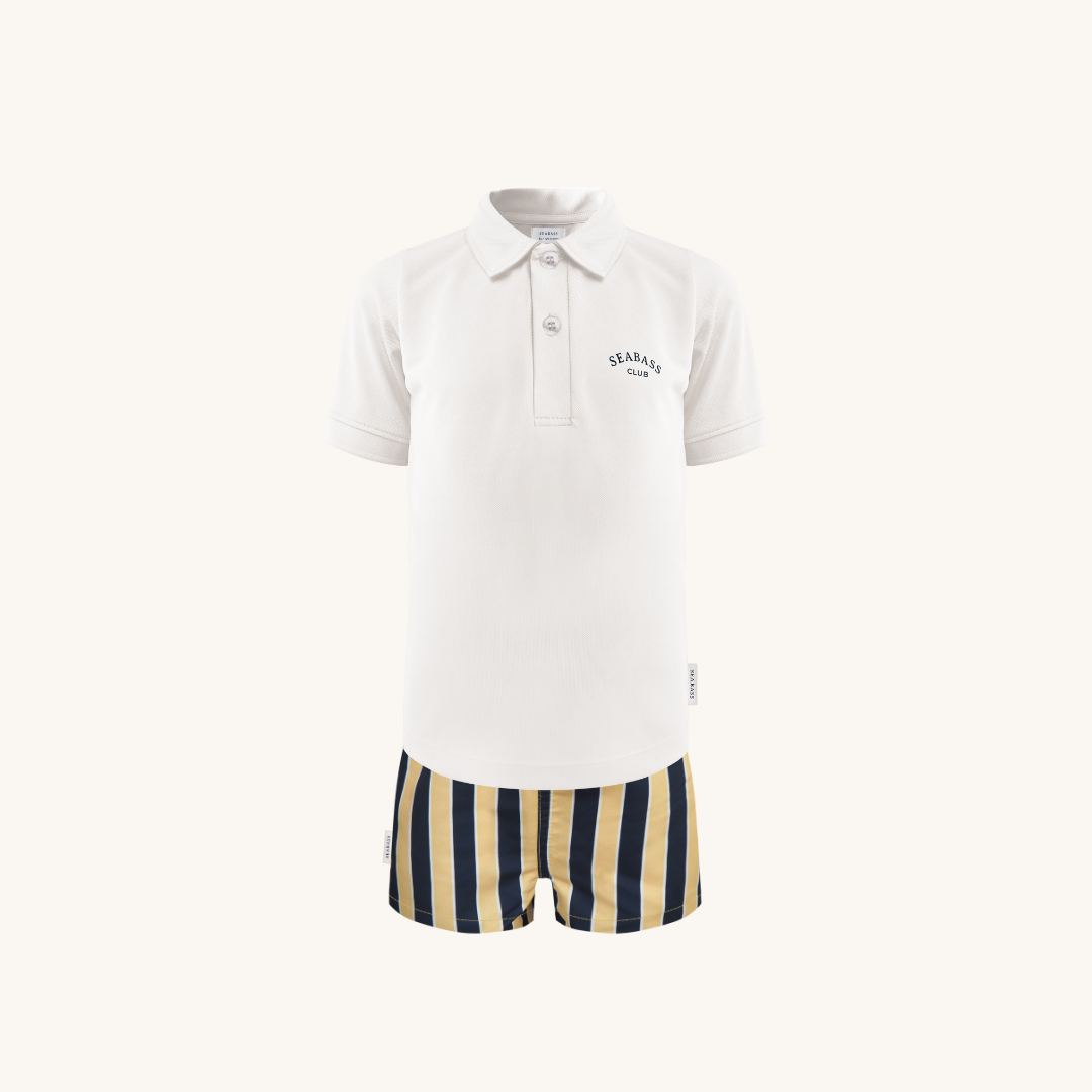 Set van UV Poloshirt en Zwemshort - Sorrento White