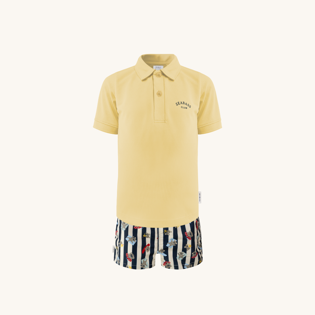 Set van UV Poloshirt en Zwemshort - Sydney Geel
