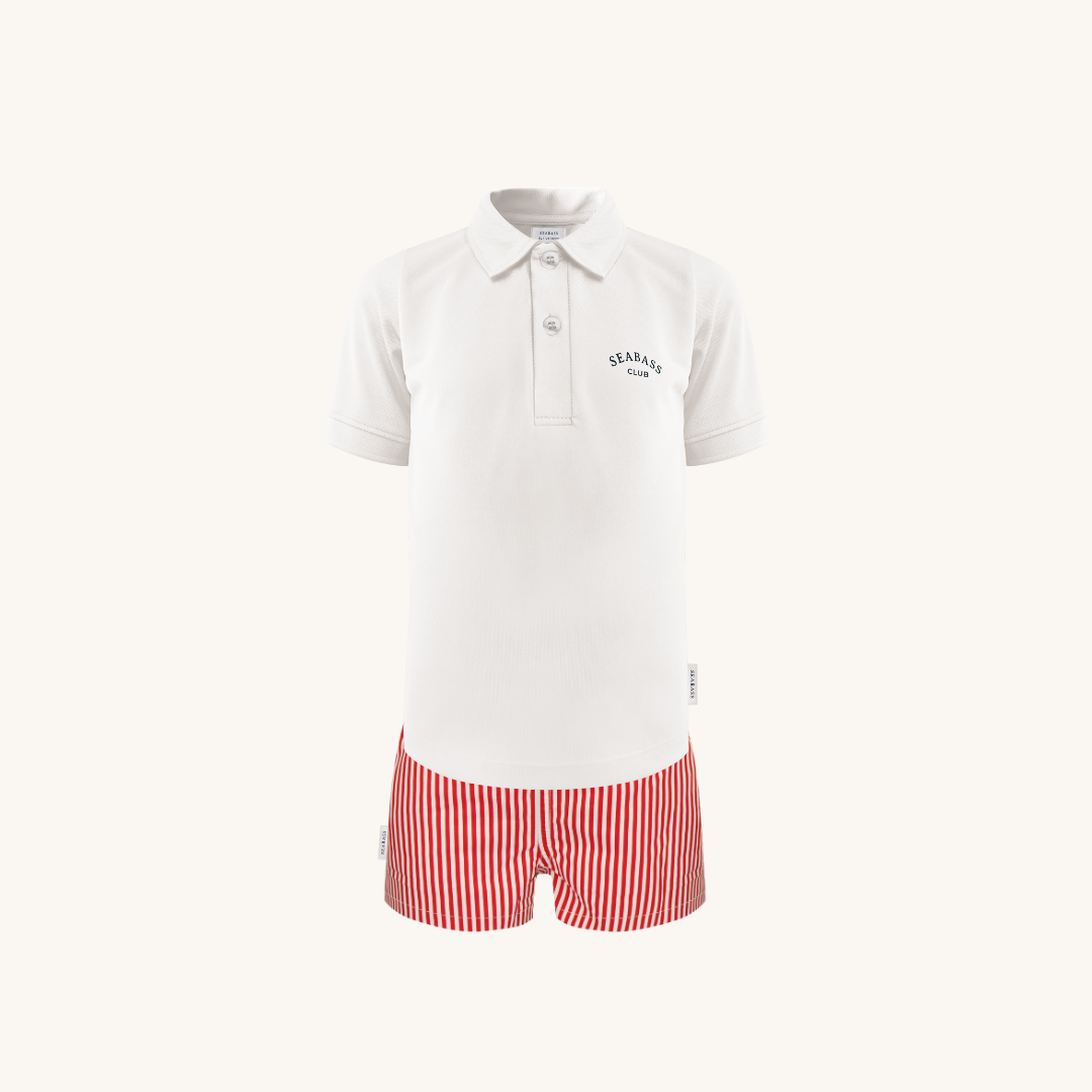 Set van UV Poloshirt en Zwemshort - Venetië Wit
