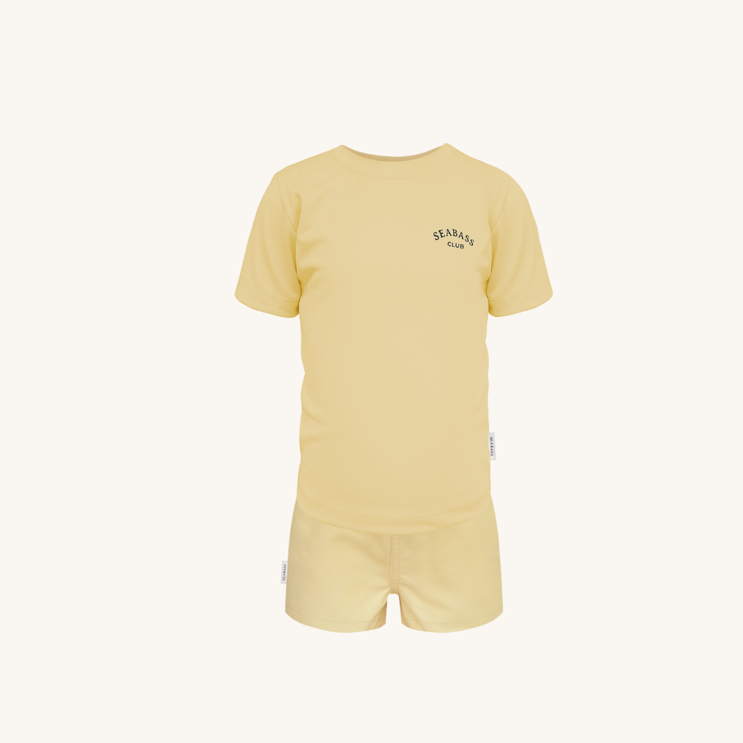 Set van UV T-shirt en zwemshort - Citroengeel
